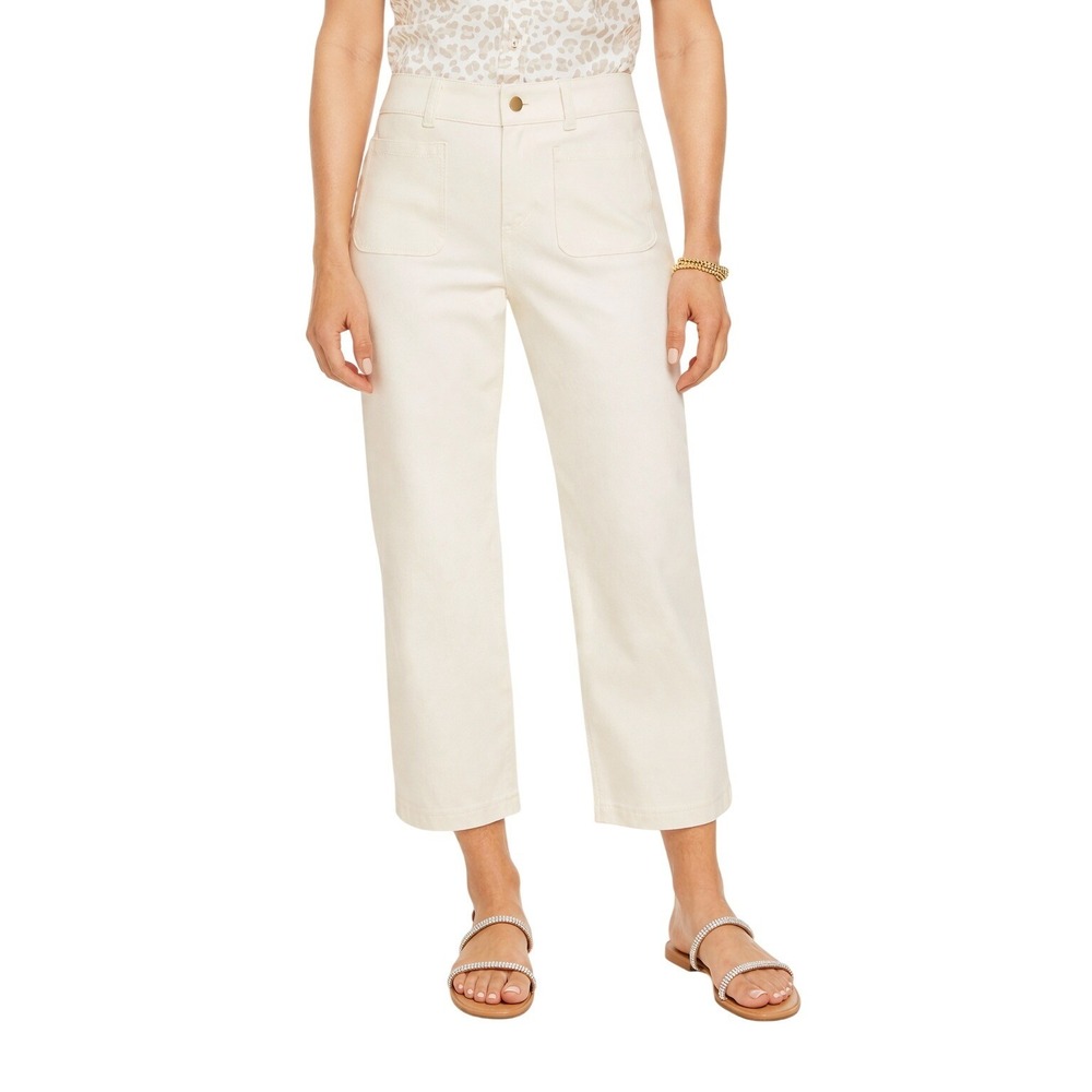 Talbots Stovepipe Ankle Jeans Size 14 Ivory Stretch Straight Leg Pants Classic
